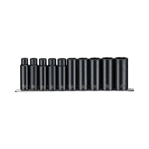 Teng Tools Impact Socket Set 1/2" Drive 10 Piece Deep 6 Point Supplied on Rail Qty 1 Set