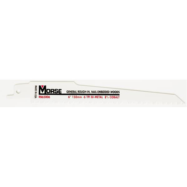 MORSE Recip Saw Blade - 150 x 19mm, 6 TPI, Heavy Duty Wood Cutting, High Carbon Steel Pack of 5