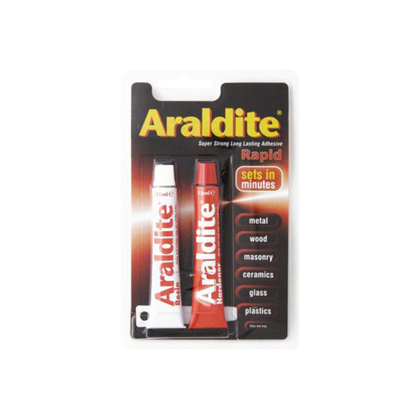 ARALDITE Rapid Adhesive - 2 x 15ml Tubes, Solvent?Free, Water Resistant, Sets in Minutes Qty 1