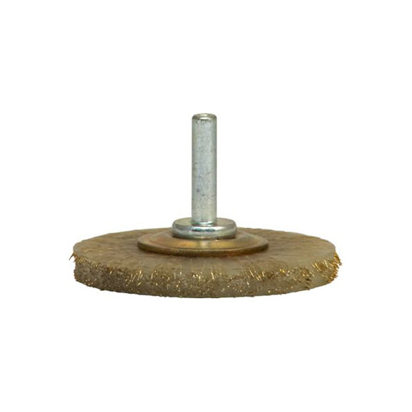 ABRACS Spindle Mounted Rubber Bonded Brush - 60mm, Brass Coated Steel Wire Ø0.3mm, Shaft Ø6mm, Max RPM 18,000 Qty 1