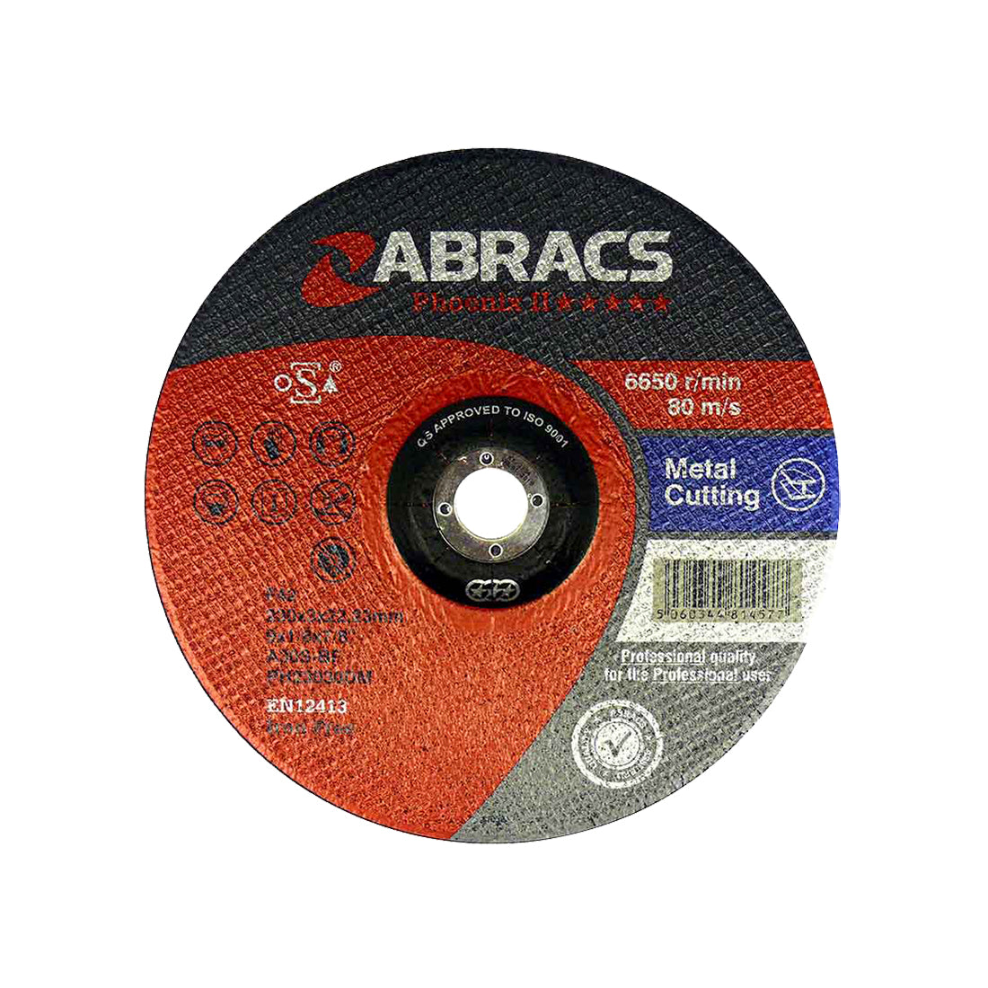 Abracs DPC Cutting Disc 230x3.0x22mm For Mild Steel Iron Max RPM 6650 Pack of 25