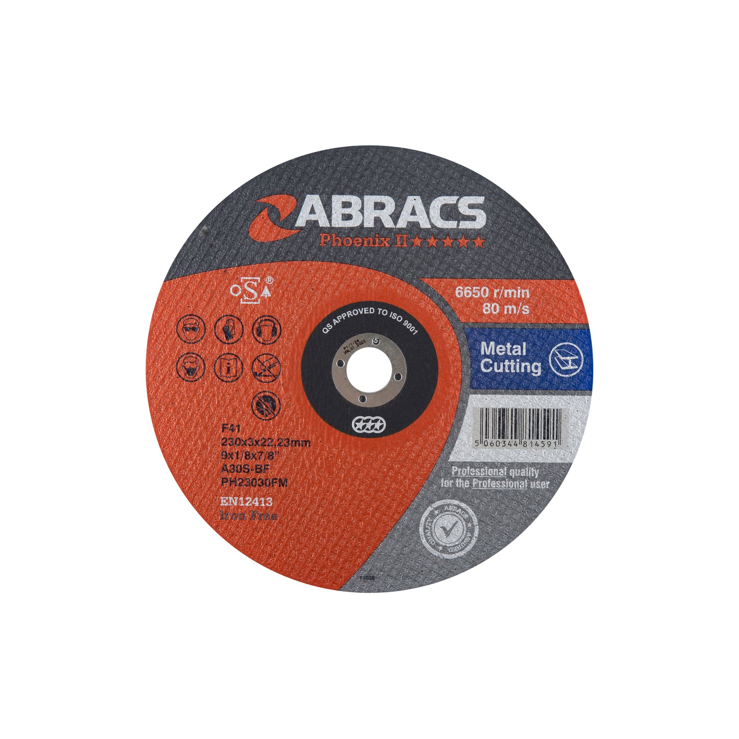 Abracs Flat Cutting Disc 100x3.0x16mm For Mild Steel Iron Max RPM 15300 Pack of 25