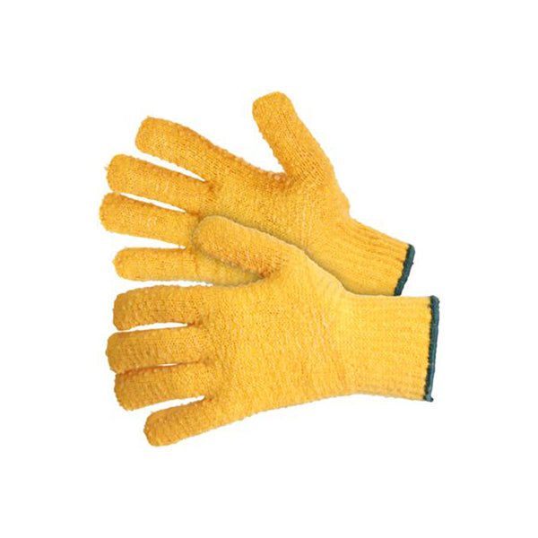 Yellow Kriss-Kross Gripper Gloves - Size L, EN388 1000, Heavyweight Knit Base, PVC Lattice Grip Both Sides Pack of 5 Pairs