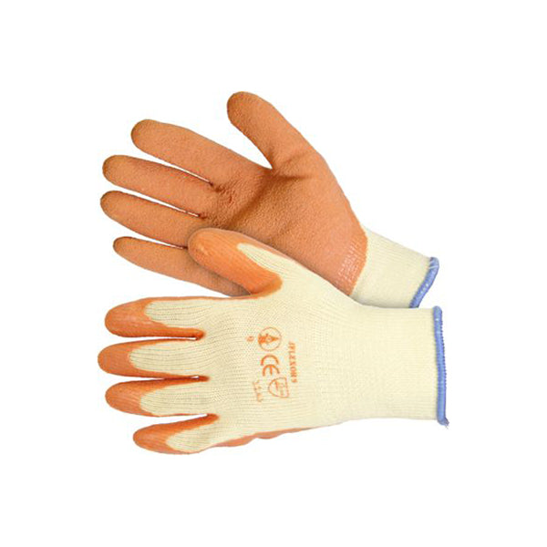 Latex Coated Gloves - Size XL, EN388 2142X, 10-Gauge Poly Cotton, Seamless Liner Pack of 5 Pairs