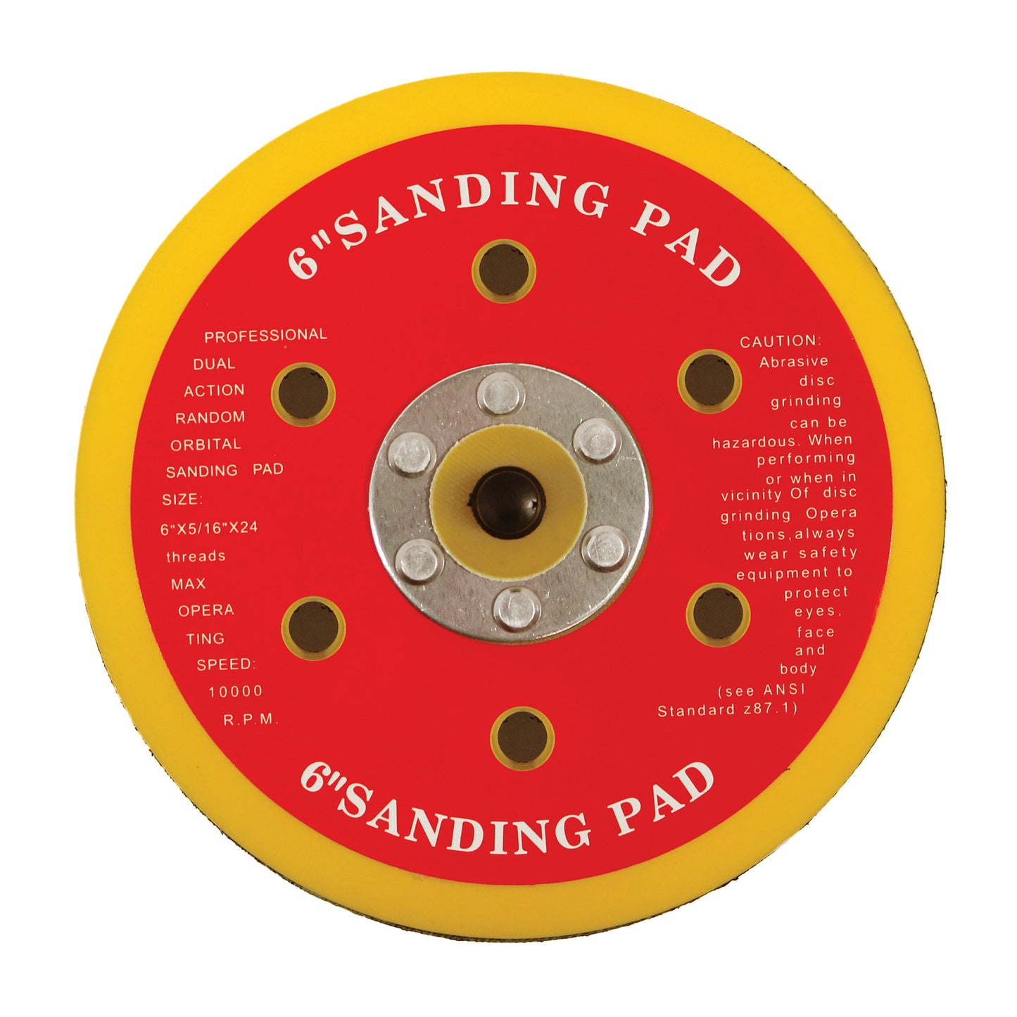 Abracs Hook & Loop Backing Pad 150mm 6-Hole 5/16 UNF Thread For DA Sanders Qty 1