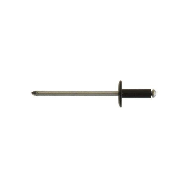 Black Aluminium Rivets - Large Flange, 3.2 x 10mm (1/8" x 3/8") Qty 5 x 10