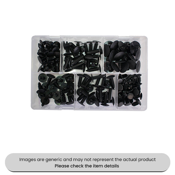 Interior Fir Tree Fixings Clips 3-10mm Black Assorted Box 130pcs