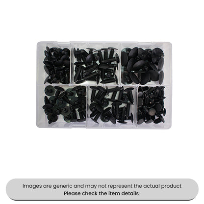 Interior Fir Tree Fixings Clips 3-10mm Black Assorted Box 130pcs