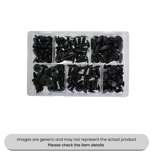 Interior Fir Tree Fixings Clips 3-10mm Black Assorted Box 130pcs