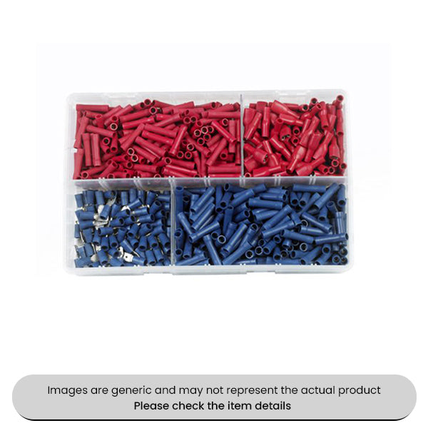 Insulated Terminals Red, Blue Female Spades & Male Blades Assorted Box 600pcs