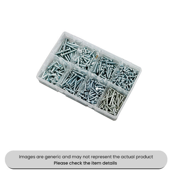 Zinc Plated Self Tapping Screws Slotted Pan Head 8-12 Assorted Box 330pcs