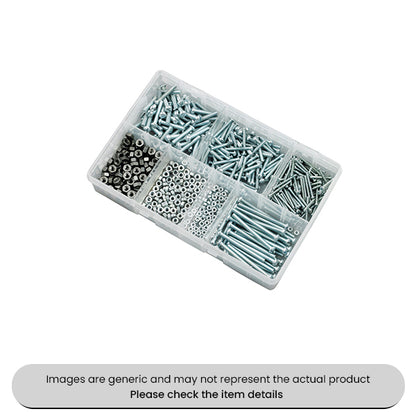 Zinc Plated Steel BA Screws and Nuts Round Head Assorted Box 600pcs