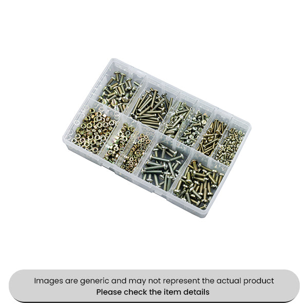 Zinc Plated Steel Machine Screws and Nuts Pan Head Assorted Box 600pcs
