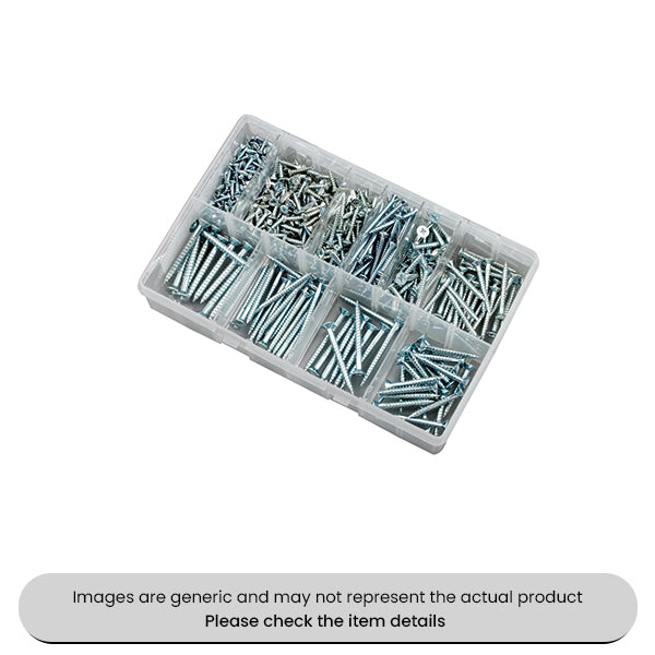 Zinc Plated Self Tapping Wood Screws PZD Countersunk Head Assorted Box 525pcs