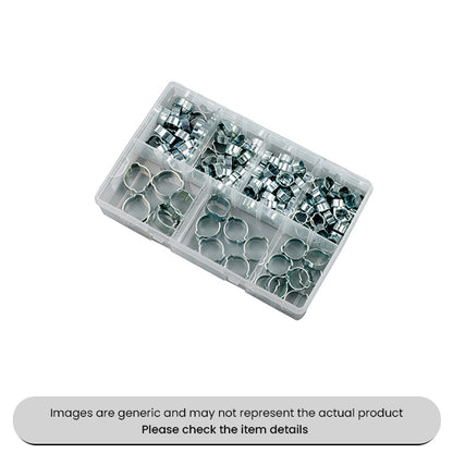 Zinc Plated O Clips 2-Ear 3/8"-7/8" Tube Fittings Assorted Box 125pcs