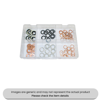 Copper, Aluminium & Bonded Seal Sump Plug O-Rings Washers Asrsorted Box 90pcs