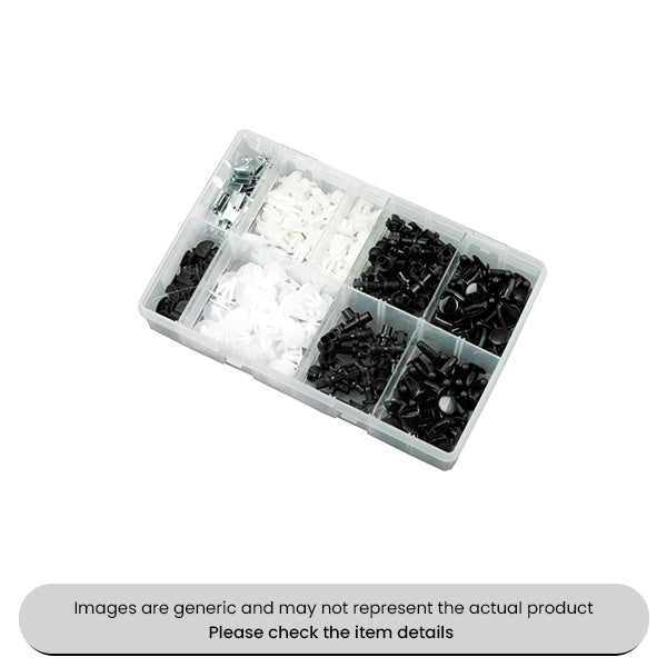 Nylon/Metal Body Clips & Trim Fixings Pad & Rivet Pipe Assorted Box 310pcs