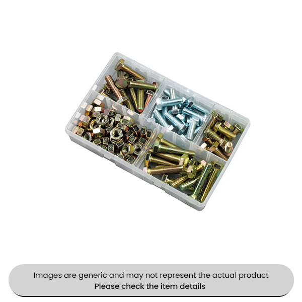 M10 Fasteners 25MM-50MM HT Setscrews and Steel Nuts Assorted Box 88pcs