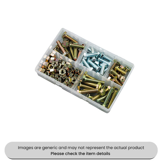 M10 Fasteners 25MM-50MM HT Setscrews and Steel Nuts Assorted Box 88pcs
