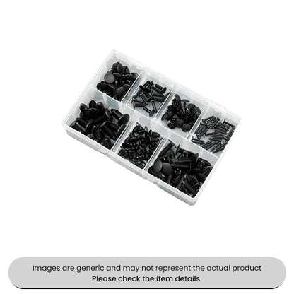 Acetal & Nylon 66 Fir Tree Fixings Clips 3-10mm Black Assorted Box 140pcs