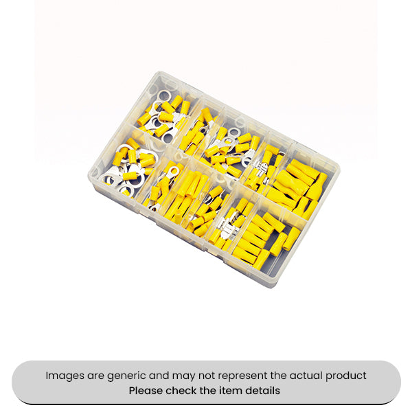 Insulated Terminals Yellow Female Spades and Male Blades Assorted Box 110pcs
