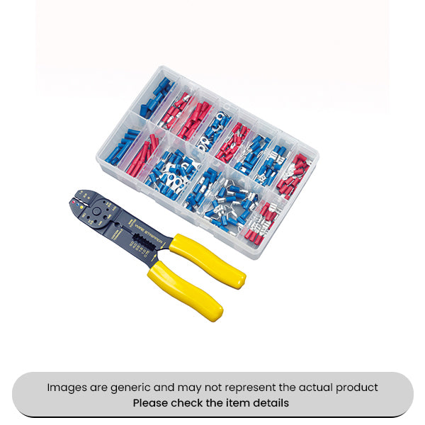 Insulated Terminals & Crimping Tool Red & Blue Assorted Box 206pcs