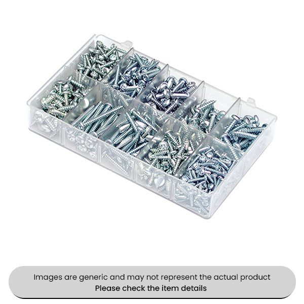 Zinc Plated Mini Self Tapping Screws PZD Pan Head Assorted Box 500pcs