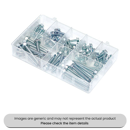 Zinc Plated Mini Self Drilling Screws Washer Faced 8-14 Assorted Box 70pcs