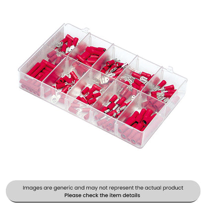 Mini Insulated Terminals Red Female Spades and Male Blades Assorted Box 140pcs