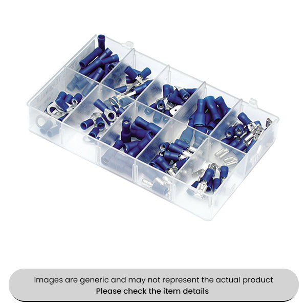 Mini Insulated Terminals Blue Female Spades and Male Blades Assorted Box 120pcs