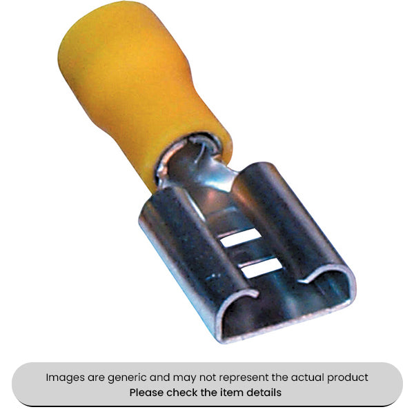 Yellow Female Spade Terminals & Connectors 9.5MM Pack of 50