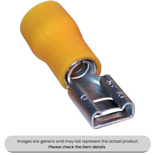 Female Yellow Spade Terminals & Connectors 6.3MM Pack of 50