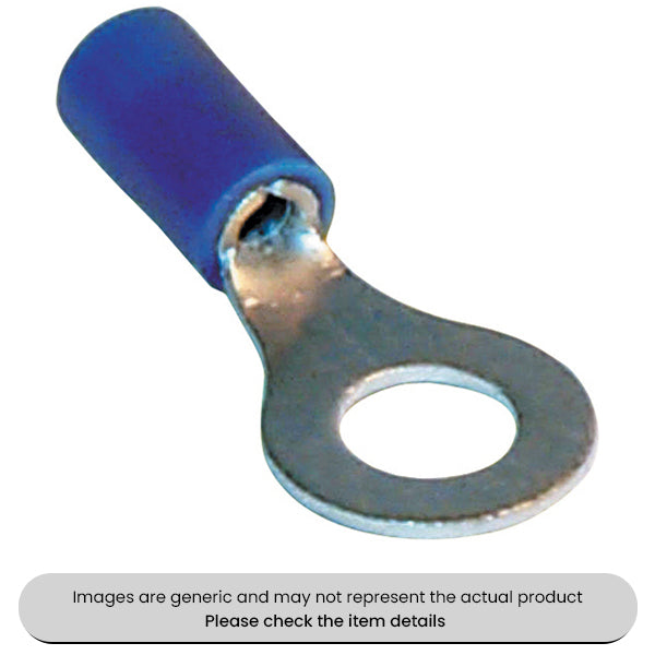 Blue Ring Terminals & Connectors 6.4MM Pack Qty 100