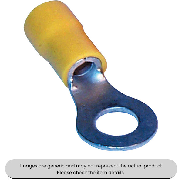 Yellow Ring Terminals & Connectors 6.4MM Pack Qty 50