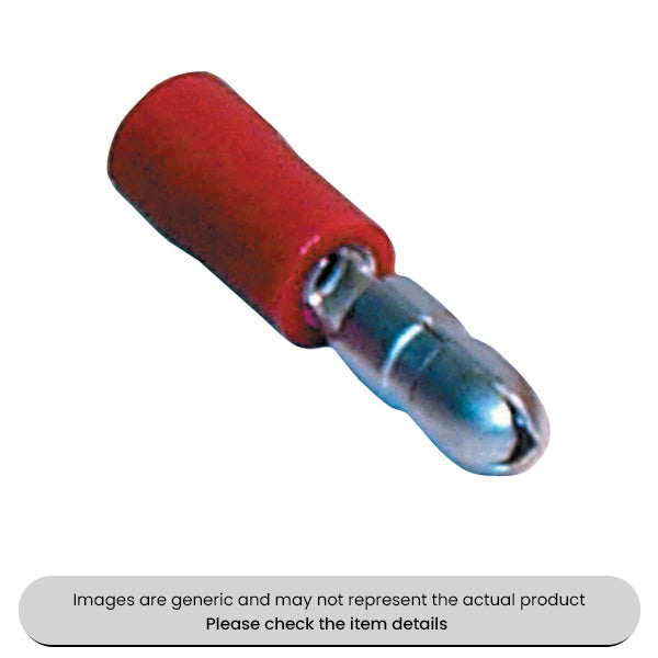 Male Red Bullet Terminals & Connectors 4MM Pack Qty 100