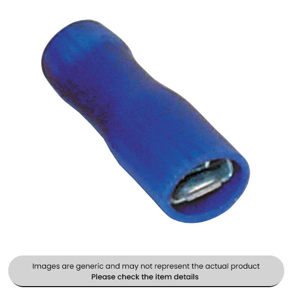 Female Blue Spade Terminals & Connectors 4.8mm Fully Insulated Pack Qty 100