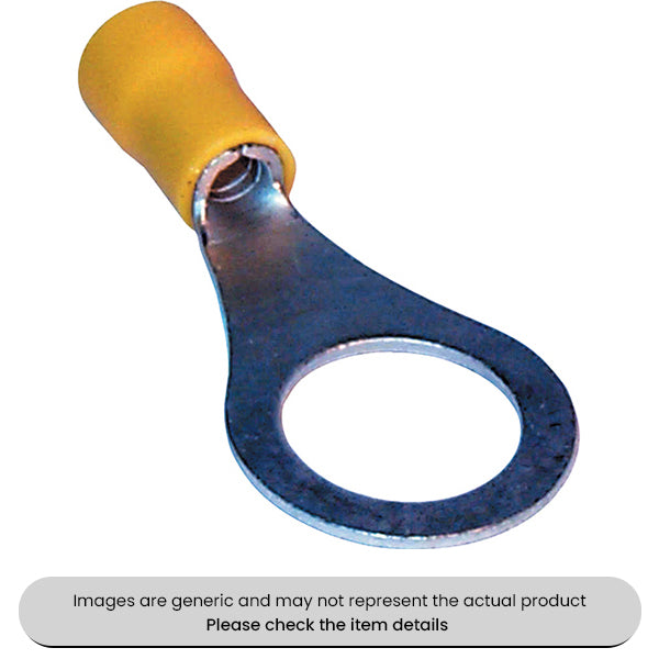 Yellow Ring Terminals & Connectors 13MM Pack Qty 50