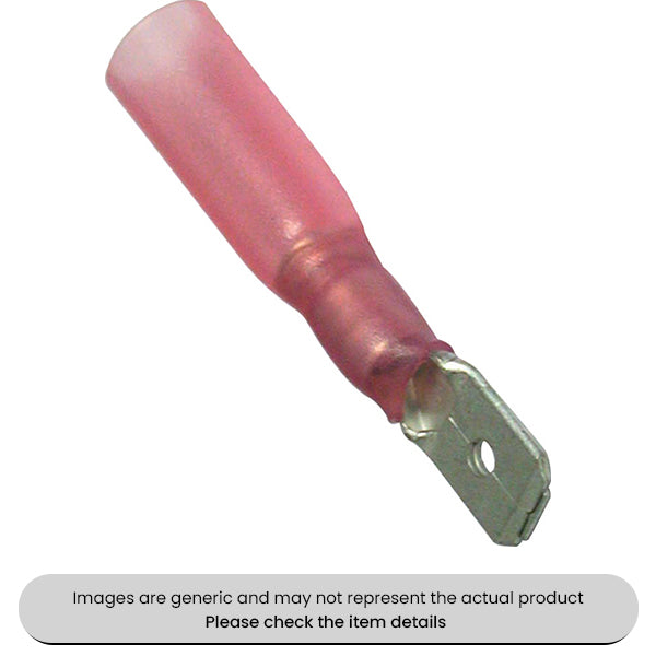 Red Heat Shrink Terminals Adhesive Lined 6.3MM Male Blade Terminals Pack Qty 25