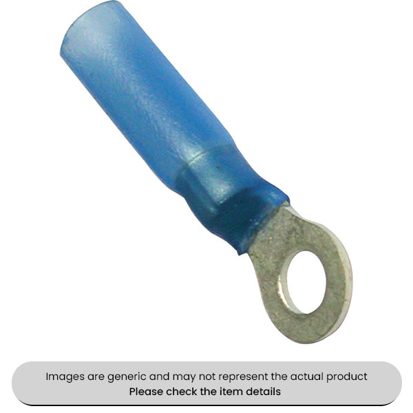 Blue Heat Shrink Terminals Adhesive Lined 4MM Ring Terminals Pack Qty 25