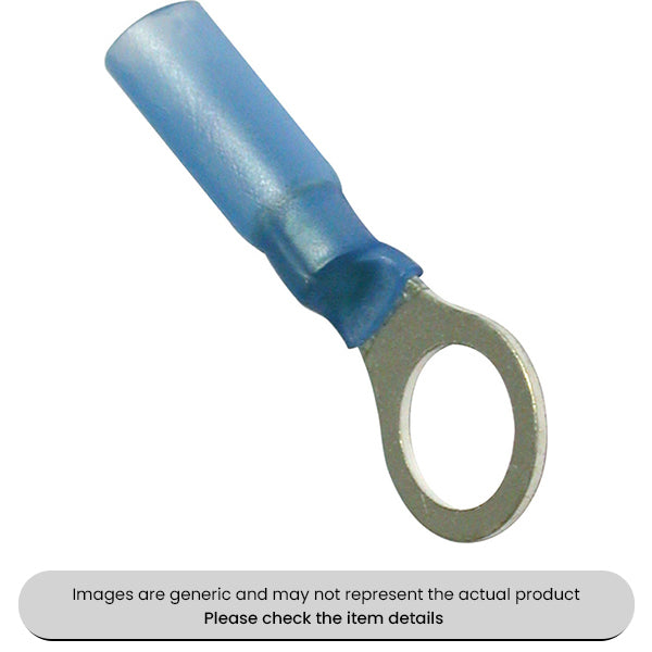 Blue Heat Shrink Terminals Adhesive Lined 8MM Ring Terminals Pack Qty 25