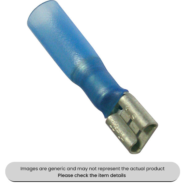 Blue Heat Shrink Terminals Adhesive Lined 6.3MM Spade Terminals Pack Qty 25