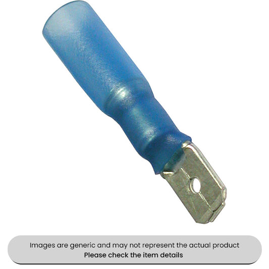 Blue Heat Shrink Terminals Adhesive Lined 6.3MM Male Blade Terminals Pack Qty 25