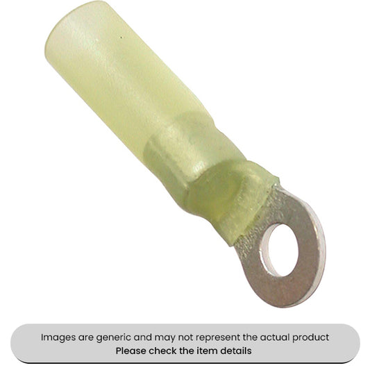 Yellow Heat Shrink Terminals Adhesive Lined 4MM Ring Terminals Pack Qty 25