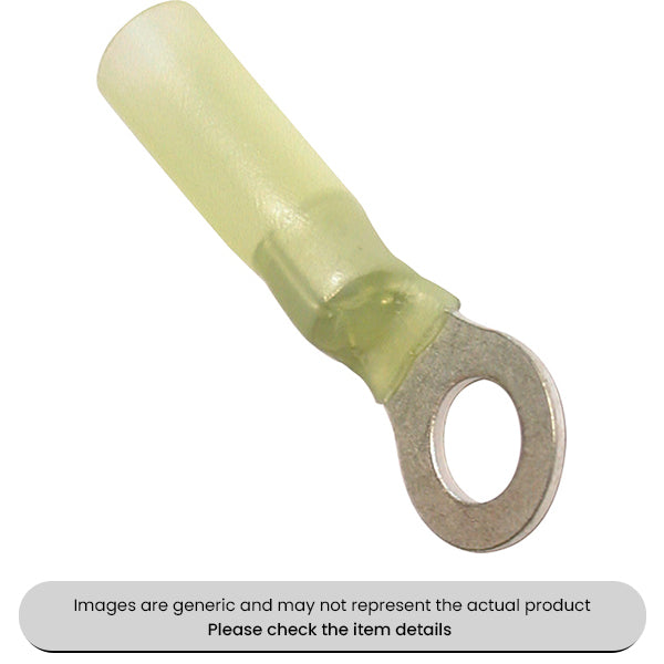 Yellow Heat Shrink Terminals Adhesive Lined 6MM Ring Terminals Pack Qty 25
