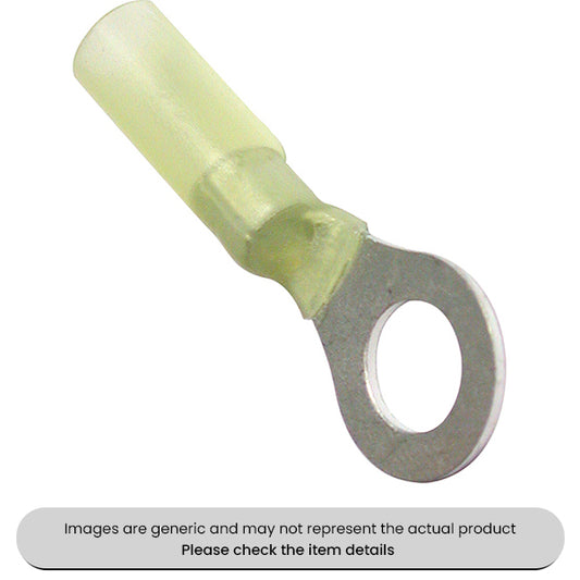 Yellow Heat Shrink Terminals Adhesive Lined 8MM Ring Terminals Pack Qty 25