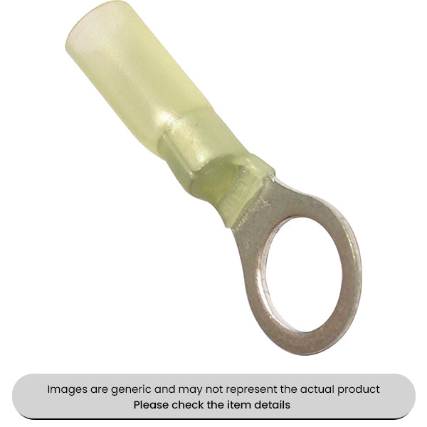 Yellow Heat Shrink Terminals Adhesive Lined 10MM Ring Terminals Pack Qty 25