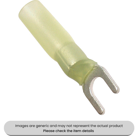 Yellow Heat Shrink Terminals Adhesive Lined 5MM Fork Terminals Pack Qty 25