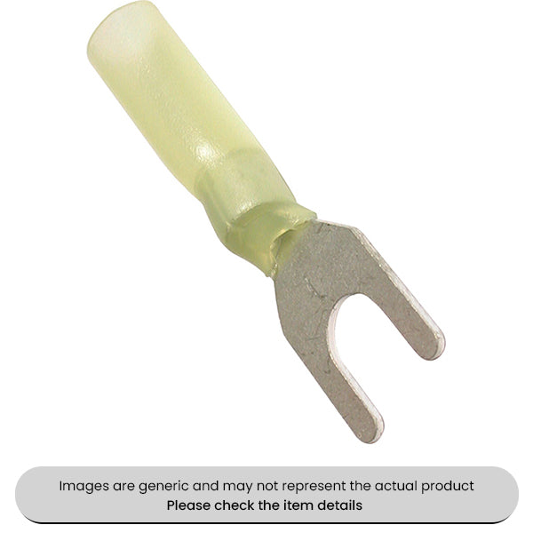 Yellow Heat Shrink Terminals Adhesive Lined 6MM Fork Terminals Pack Qty 25