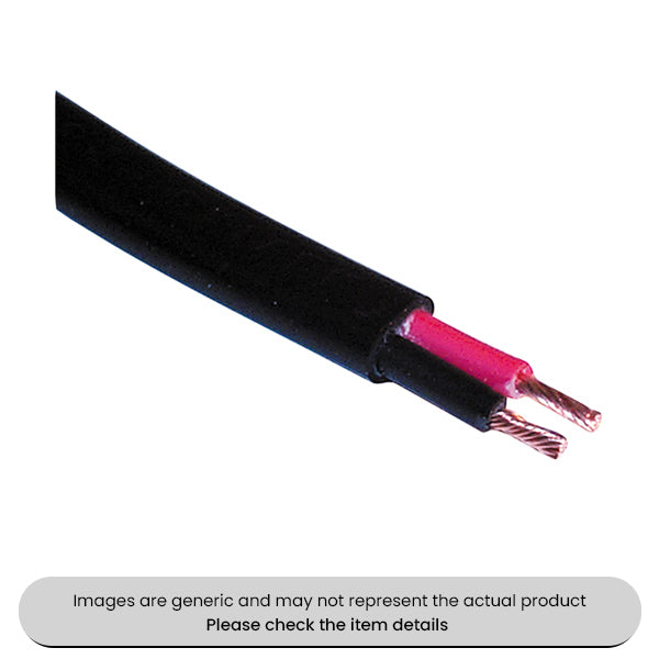 Black Mains & Auto 1 MM², Twin Core Flat 16.5AMP, 50Mm Length Cable Pack Qty 1