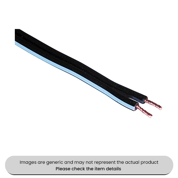Black Stereo Speaker Twin Core with White Stripe 2AMP, 100M Cable Pack Qty 1